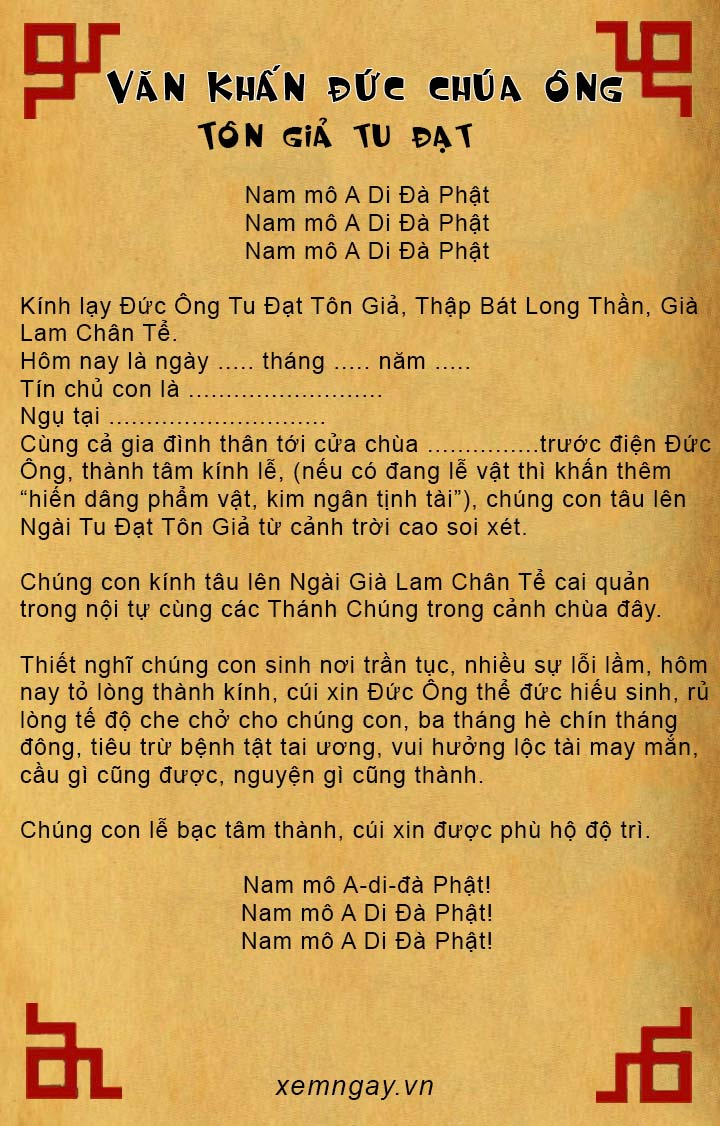 Văn khấn đức ông chúa